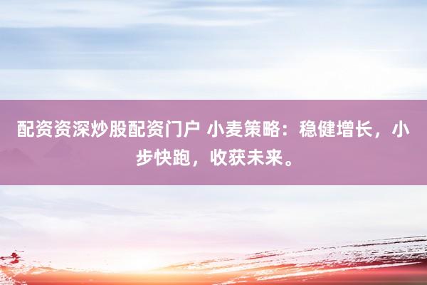 配资资深炒股配资门户 小麦策略：稳健增长，小步快跑，收获未来。